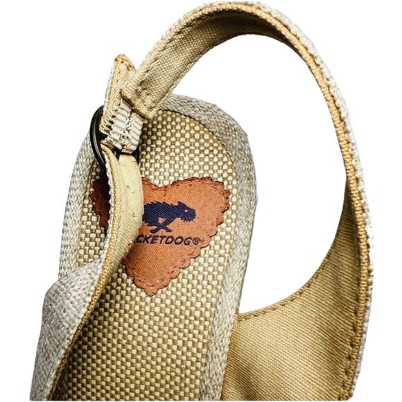 Rocket Dog Tan Canvas Burlap Bow Slingback Peep Toe Espadrilles 3" Heel Size 8 - Picture 8 of 8